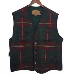 Vintage Woolrich Wool Hunting Vest Men's XL Tartan Plaid Mackinaw Button Down